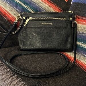 Liz Claiborne Black Crossbody Bag with Gold Accents